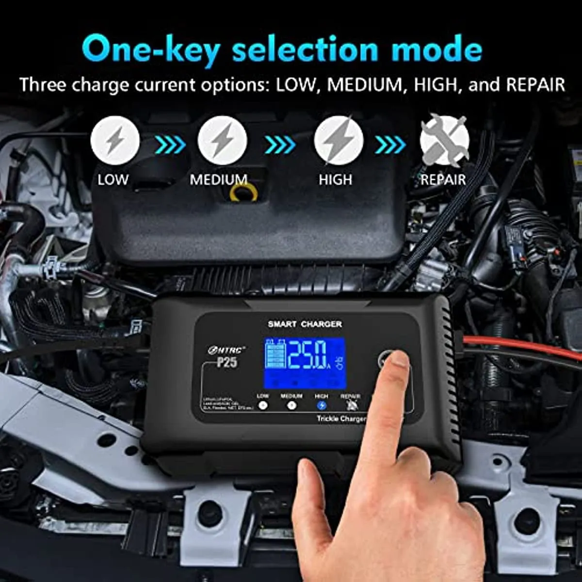 2026 25-Amp Smart Battery Charger,Lithium,LiFePO4,Lead-Acid AGM/Gel/SLA.. Car Battery Charger,Trickle Charger, Maintainer/deep Cycle Charger,12V/25A and 24V/13A,for Motorcy,Boat,Lawn Mower,Golf cart..