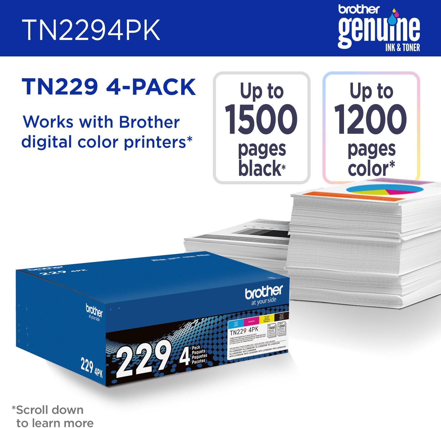Genuine Tn2294Pk 4-Pack Toner Cartridges Set