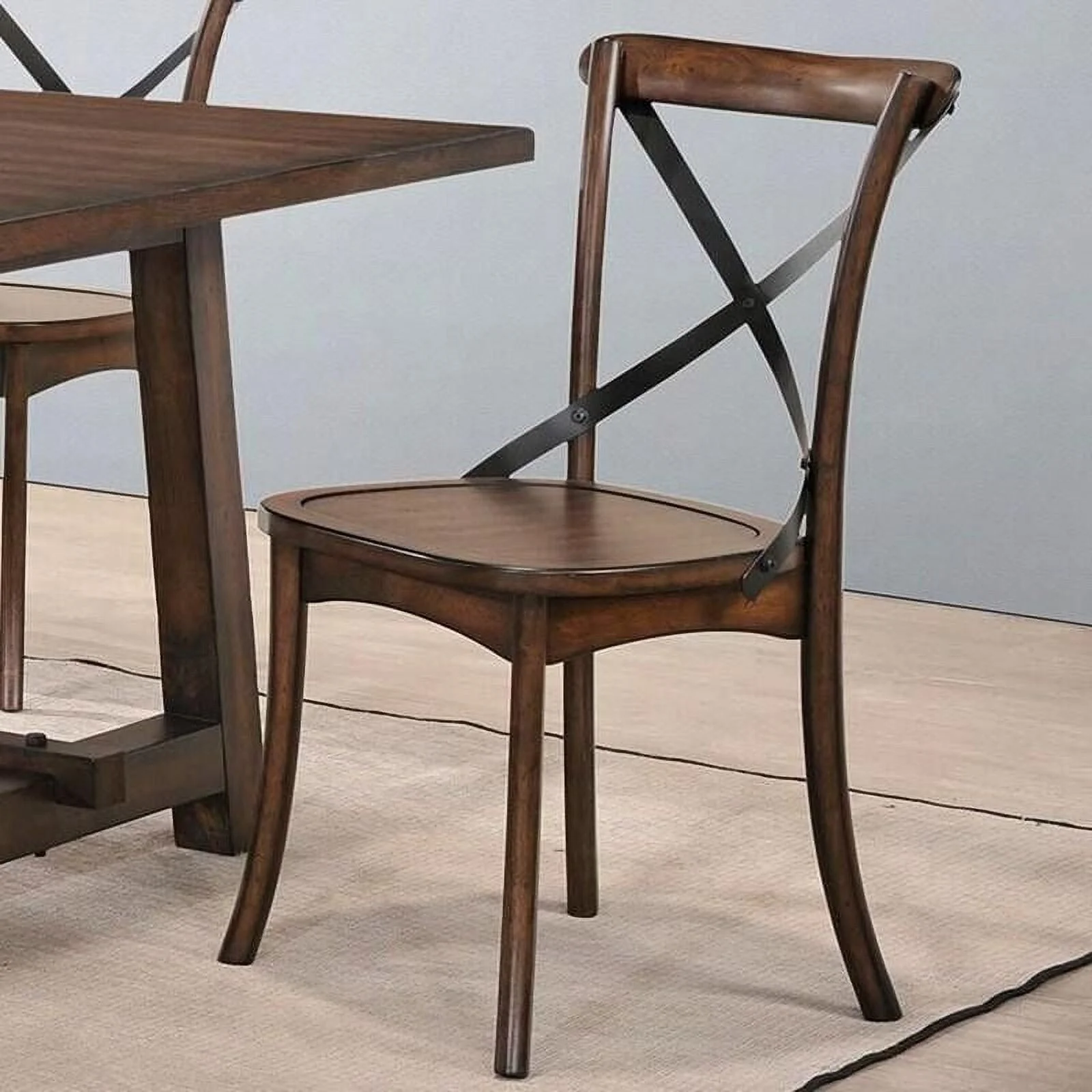 2026 Unique Design Wooden Side Chairs 4pc Set Dark Oak Finish Dining Furniture