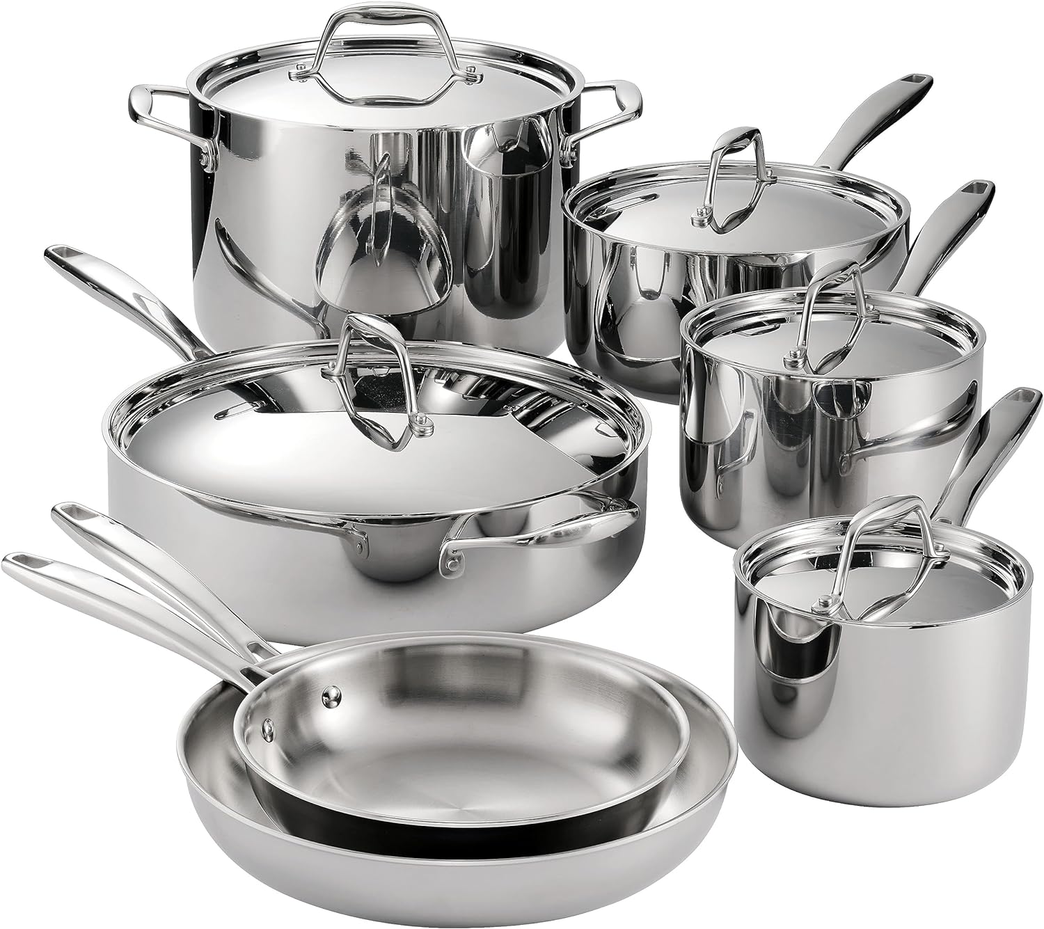 Tri-Ply Clad Stainless Steel 12-Piece Cookware Set