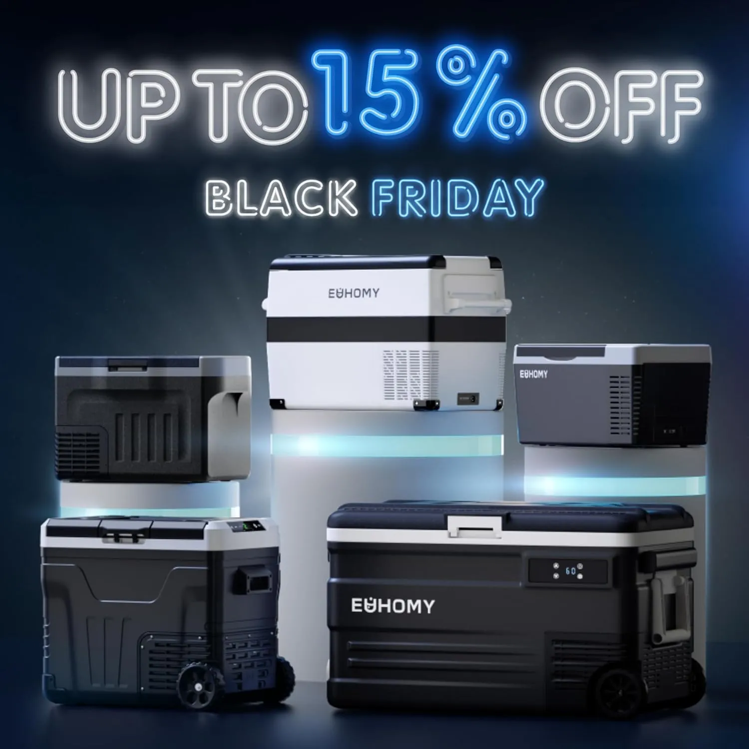 12 Volt Refrigerator, 53QT(50L) Electric Cooler, Portable Freezer 12V/24V DC 110-240V AC, 12V Fridge -4℉~68℉, 12V Cooler with Wheels & 2 Baskets for Travel, Truck, Boat, Camping