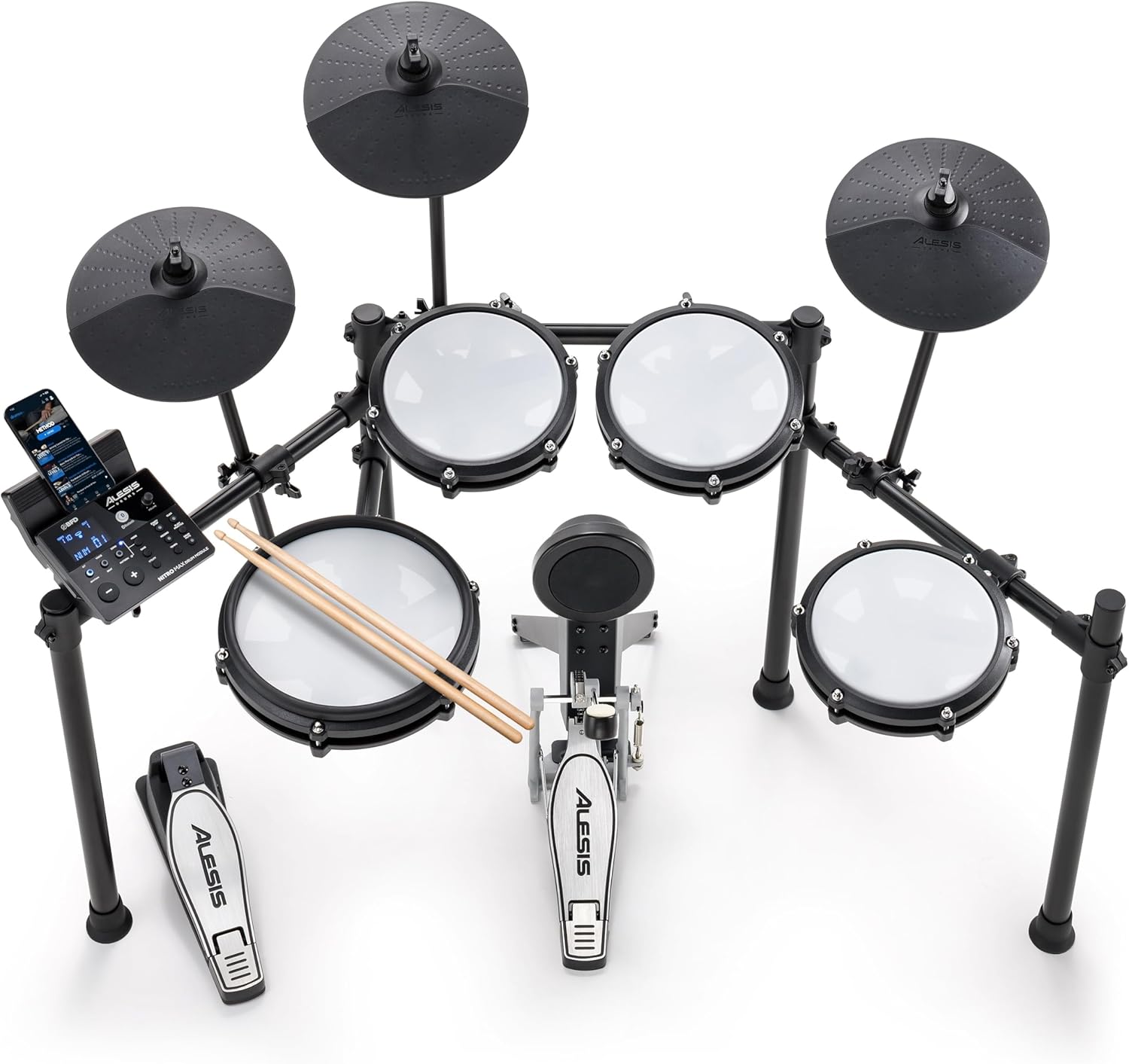 Max Electric Drum Set with Mesh Pads & Bluetooth