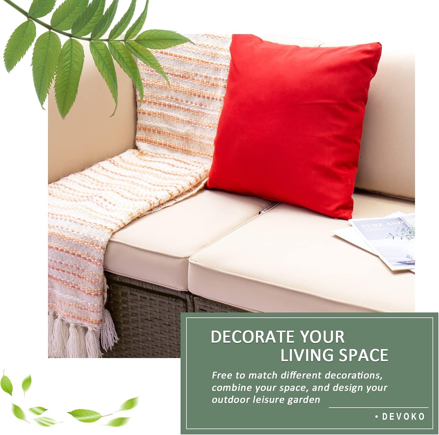 5 Pieces All-Weather Patio Furniture Set with Cushions