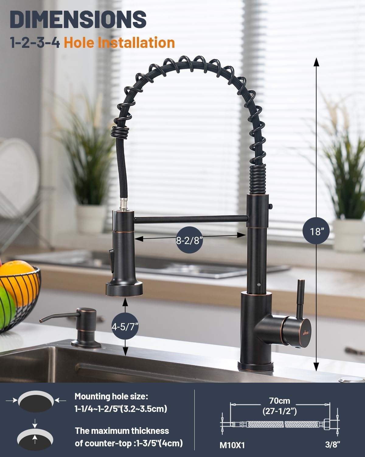 Black Touchless Kitchen Faucet with Soap Dispenser, Motion Sensor Activated Hands-Free Automatic Faucet for Sink with Pull Down Sprayer, Single Handle Smart Faucets for Kitchen Sink
