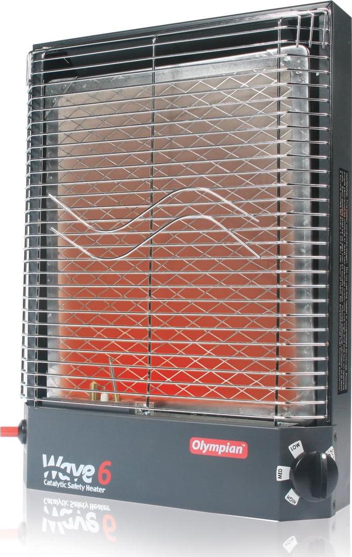Camco Olympian Wave 6 Catalytic Safety Heater | Adjustable from 3200 to 6000 BTUs | Black (57341)