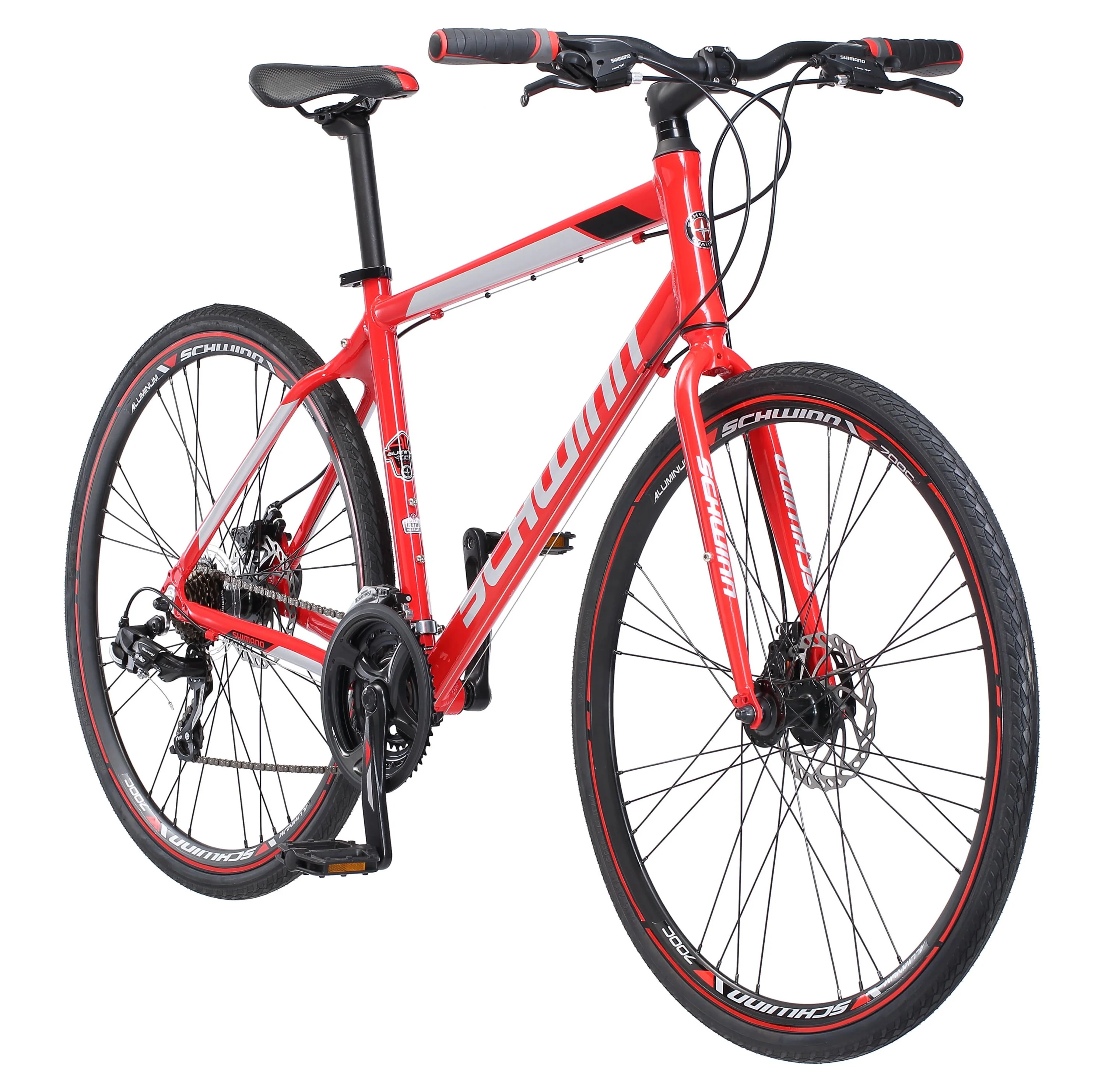 2026 Schwinn Kempo Hybrid Bike, 700c Wheels, 21 Speeds, Mens Frame, Red