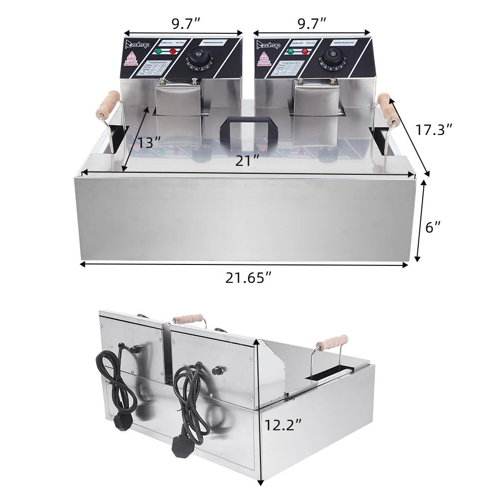 2026 Winado 23.26Qt/22L Large Commercial/Home Commercial Stainless Steel Deep Fryer