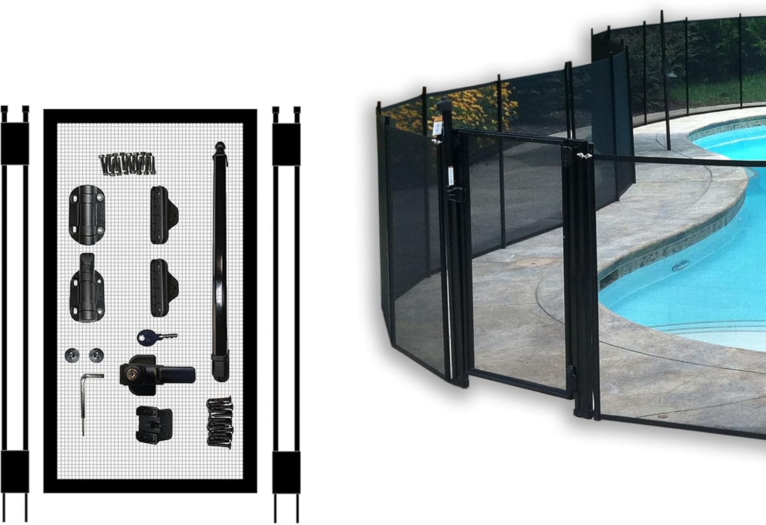 Pool Fence DIY Self-Closing Gate Kit – Black
