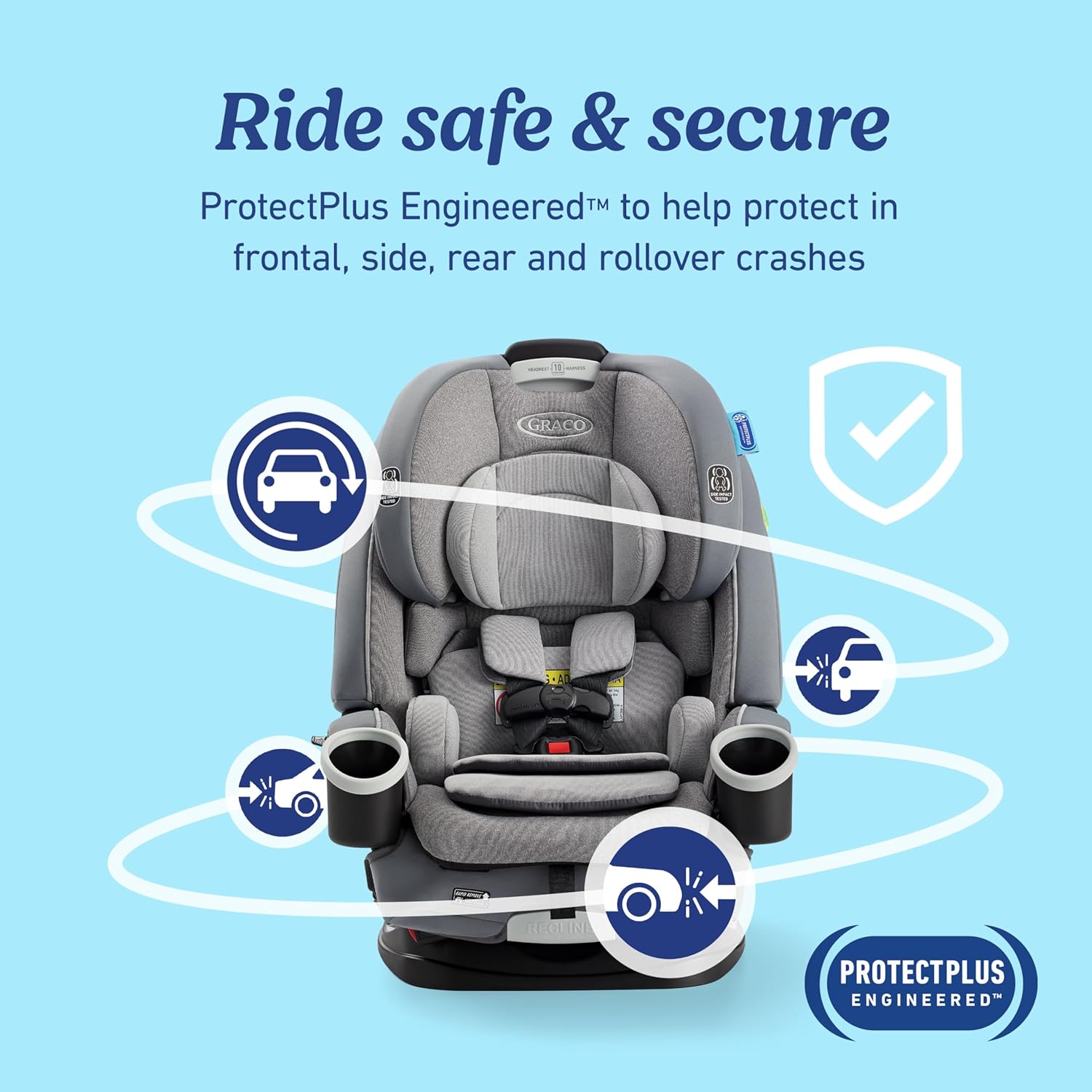 4Ever Dlx 4-In-1 Car Seat – Grey, Infant to Toddler