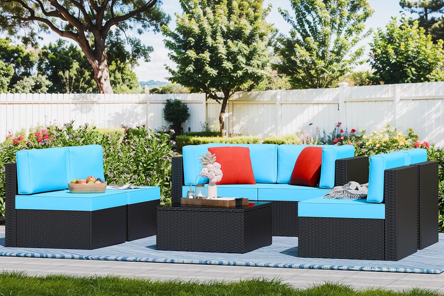 5 Piece All-Weather Patio Furniture Set with Ottoman