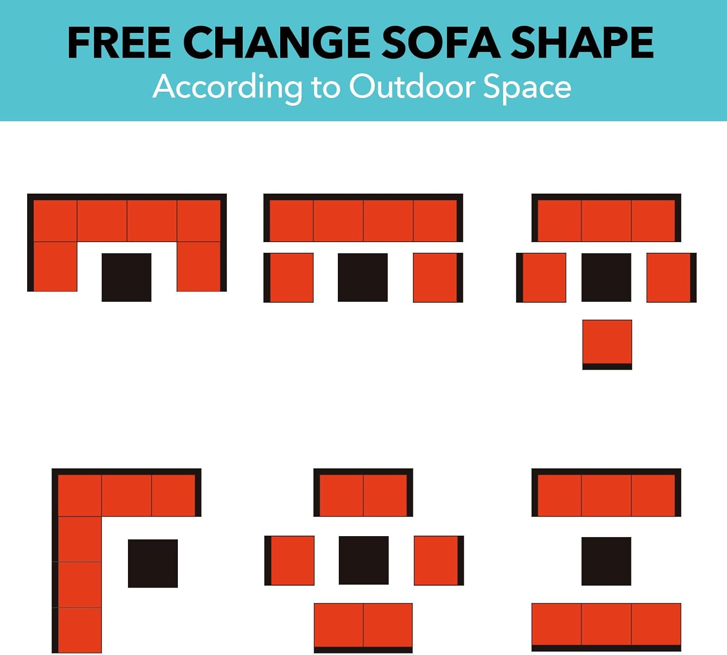 7 Pieces Rattan Patio Furniture Set with Tea Table