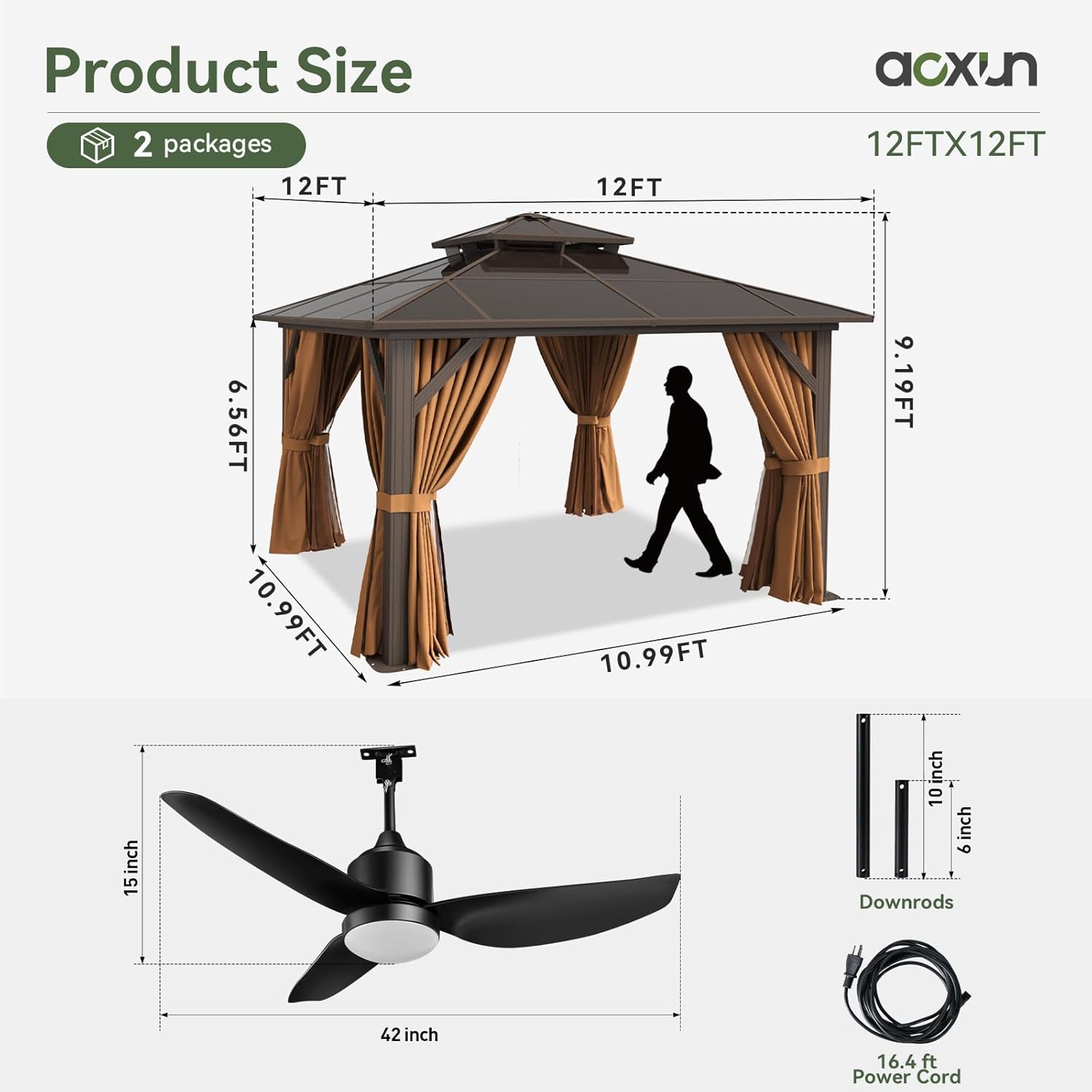 12’X10′ Hardtop Gazebo with Curtains and Netting