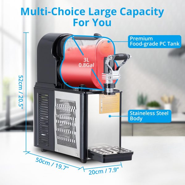 2026 Commercial Slushie Machine 3L Stainless Steel Self-Cleaning Slushy Maker for Frozen Drinks,Snow Melting Ideal for Home,Coffee Shop,Restaurant