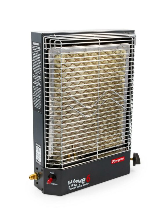Camco Olympian Wave 6 Catalytic Safety Heater | Adjustable from 3200 to 6000 BTUs | Black (57341)
