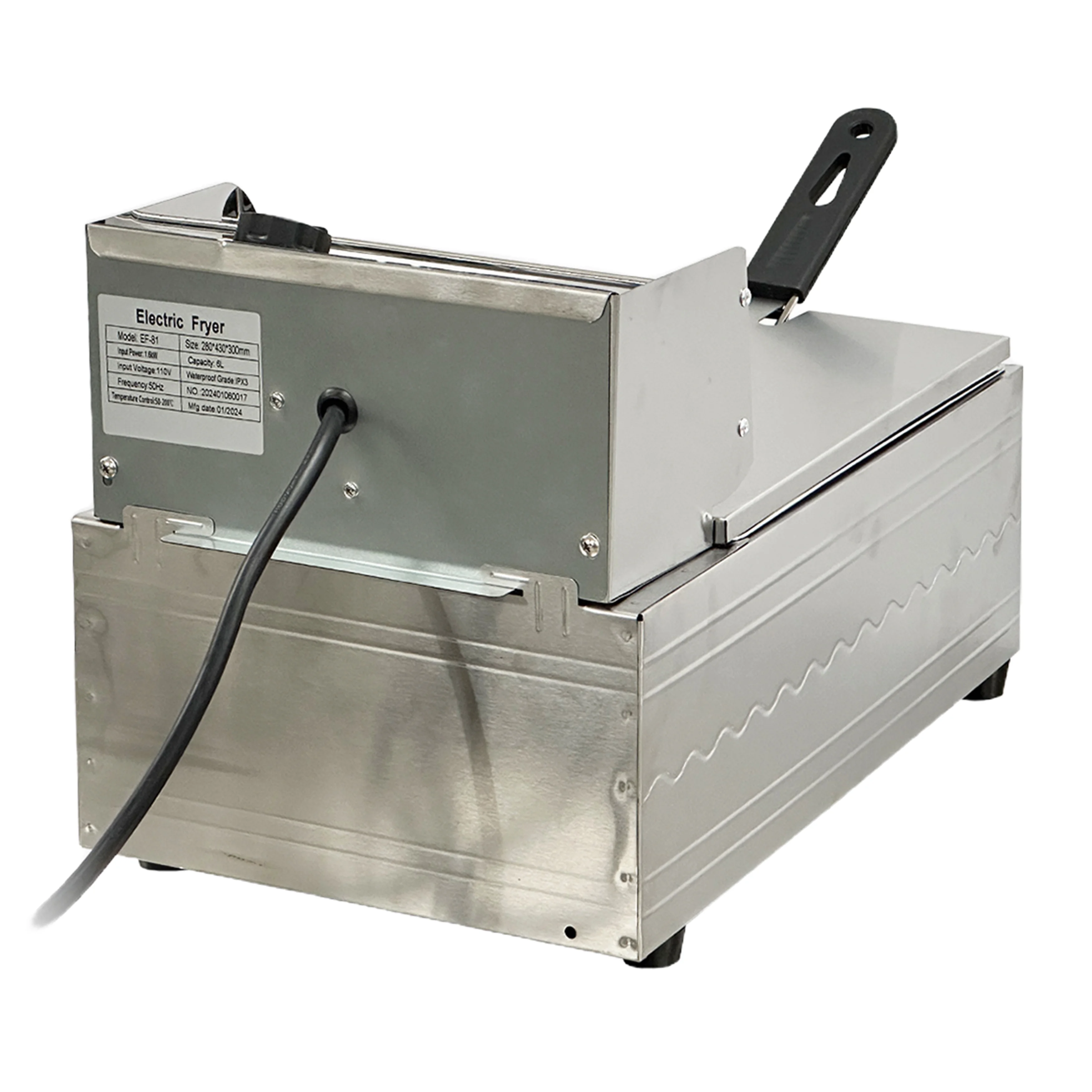 1600W Electric Deep Fryer, Stainless Steel Countertop Fryer Large Capacity, Thickening Multi-functional Fryer Commercial Single-chamber 2.5 Gallon