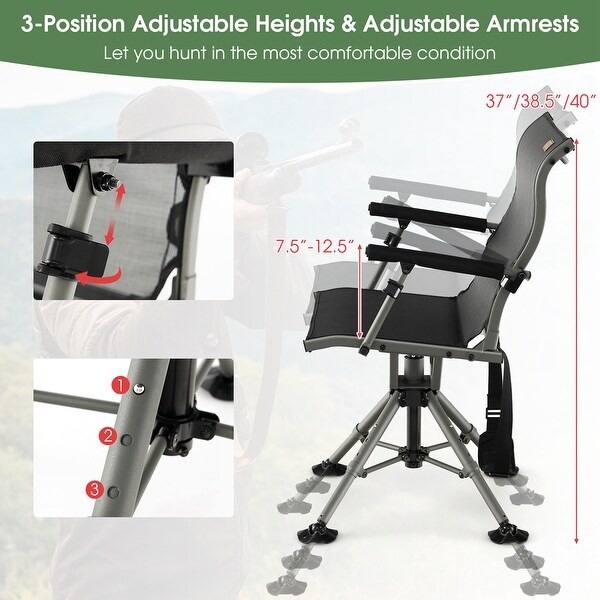 360 Degree Silent Swivel Hunting Chair w/ Allterrain Feet Pads