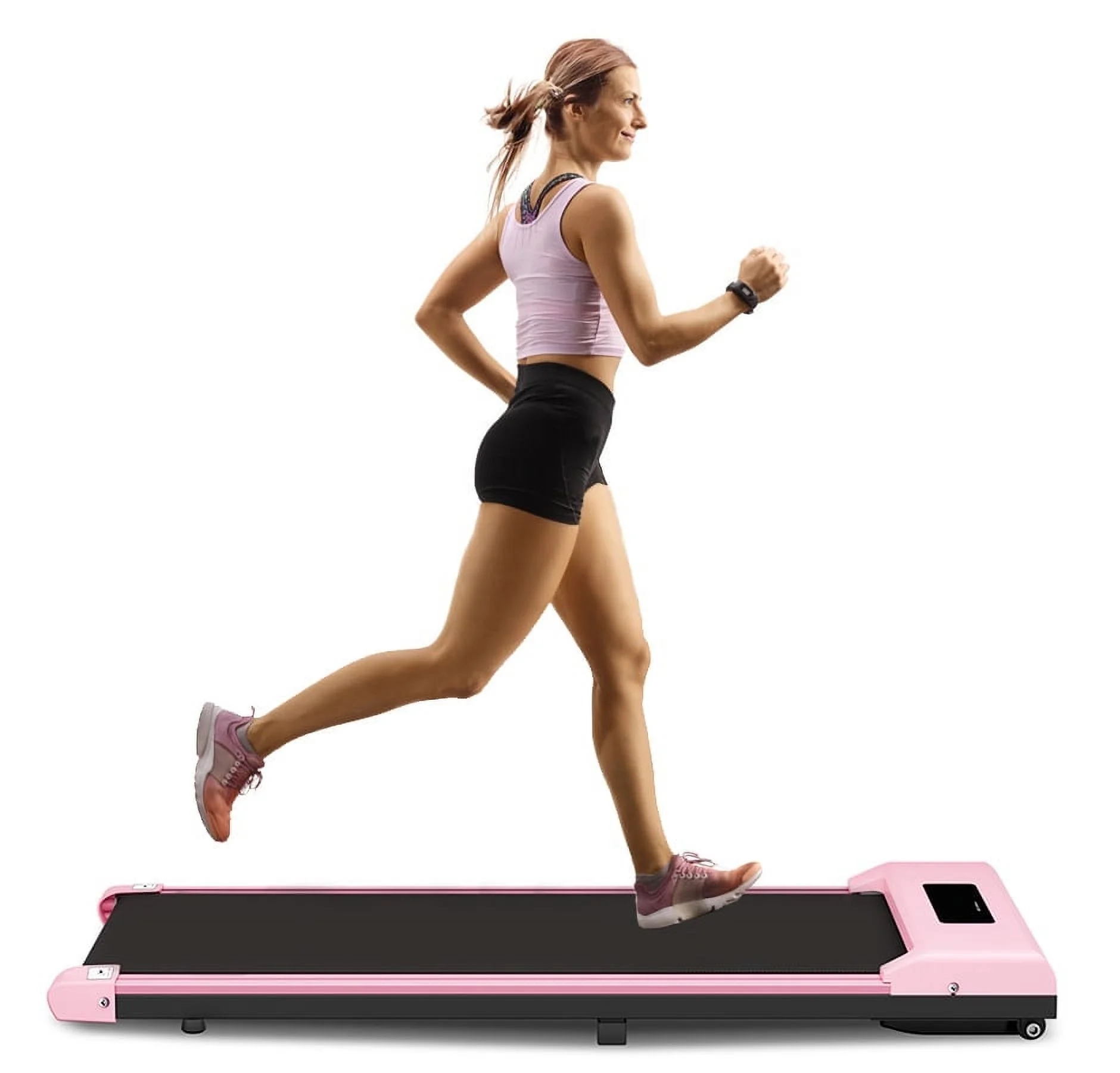 2026 Bigzzia Walking Pad Under Desk Treadmill, Treadmills with Remote Control & LCD Display for Home Office, 265 lbs Max Weight, Pink