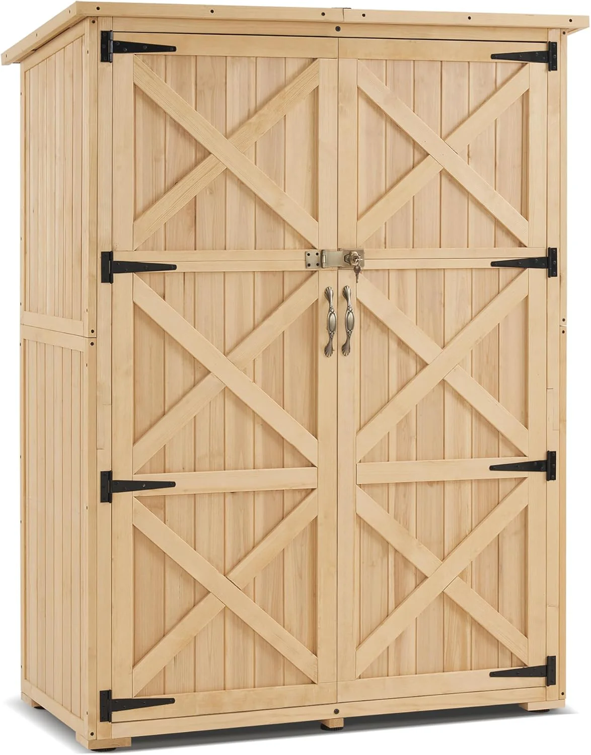 MCombo Wood Sheds & Outdoor Storage, Garden Tool Shed with Lock, Wooden Outdoor Storage Cabinet with Double Doors for Patio 1933 (Large)