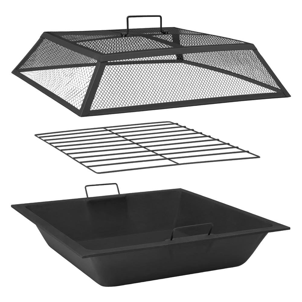 2026 Bay 24′′ Steel Fire Pit Insert Set with Mesh Cover, 3-Piece Replacement Kit