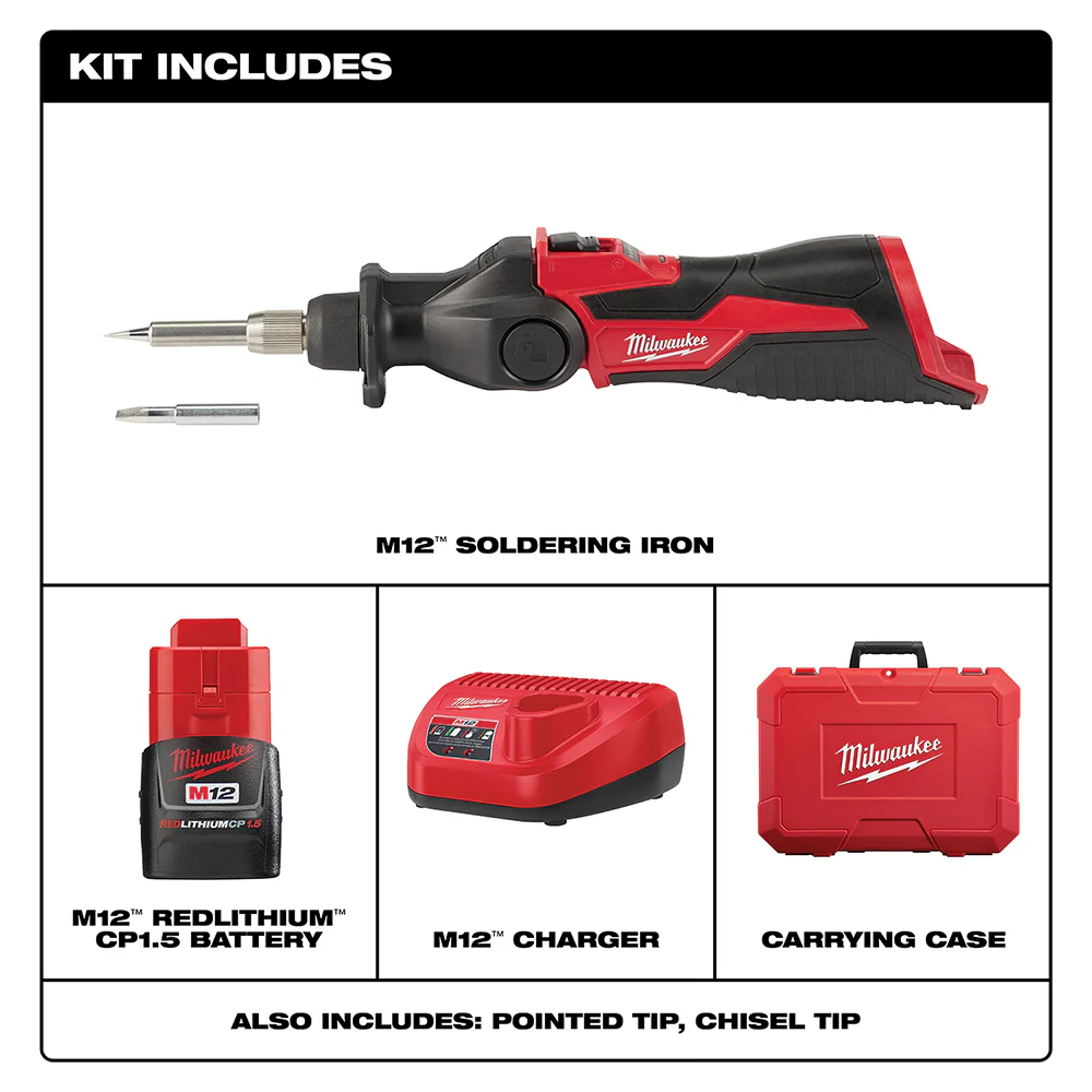 2026 Milwaukee 2488-21 M12 12V Cordless Pivoting Head Soldering Iron Kit