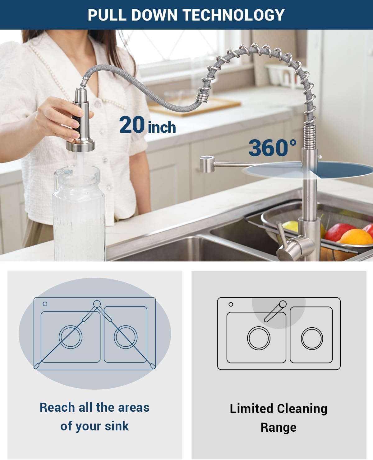 Black Touchless Kitchen Faucet with Soap Dispenser, Motion Sensor Activated Hands-Free Automatic Faucet for Sink with Pull Down Sprayer, Single Handle Smart Faucets for Kitchen Sink