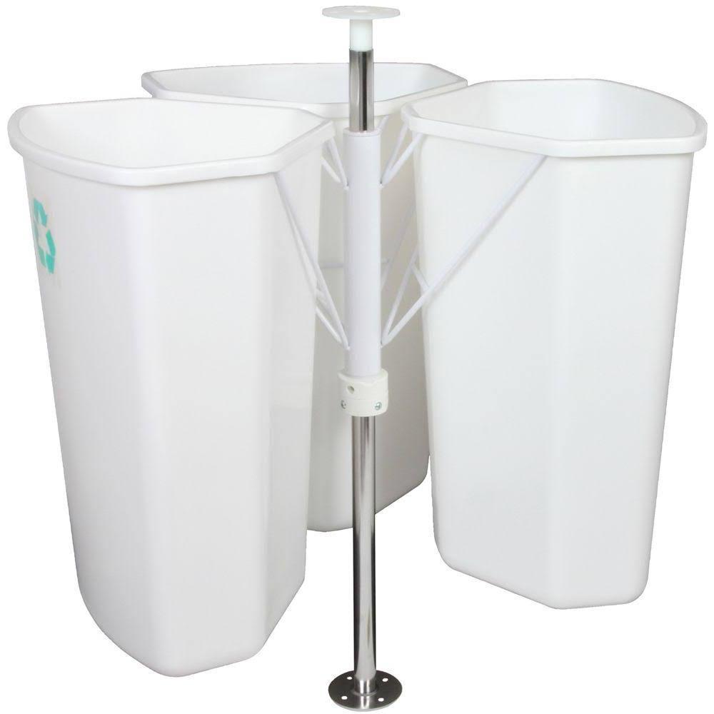 2026 28.5 in. x 27.625 in. x 27.625 in. In Cabinet Corner Trash Can, White