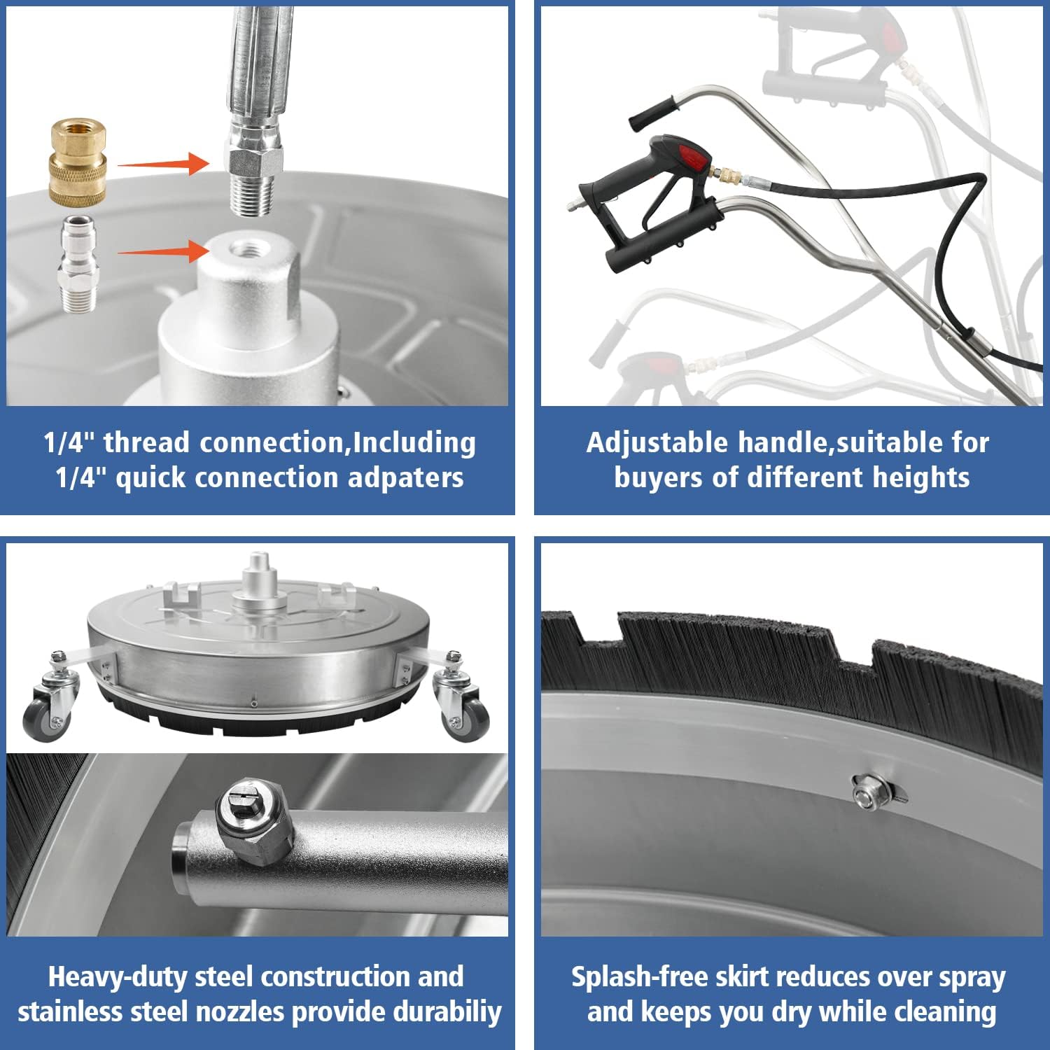 24′′ Pressure Washer Surface Cleaner with Wheels