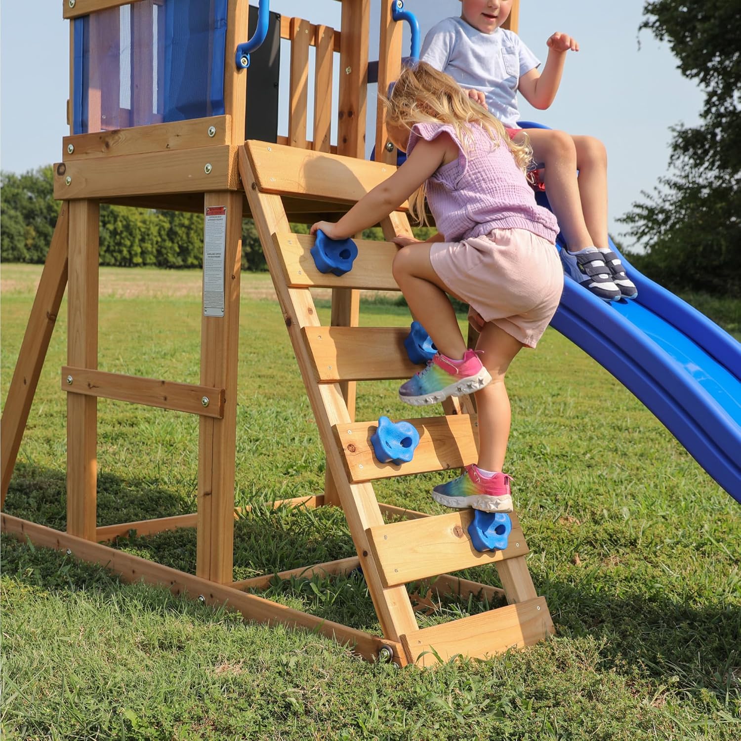 Buckley Hill Cedar Wood Swing Set with Slide & Deck