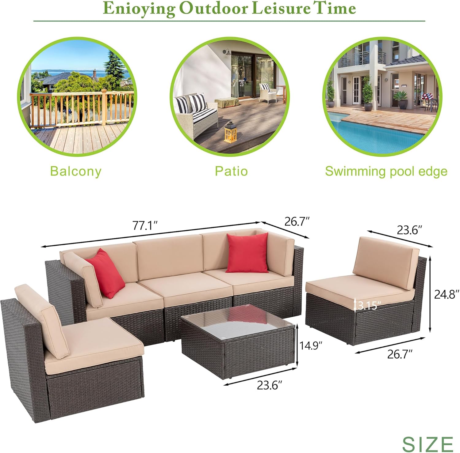 5 Piece All-Weather Patio Furniture Set with Ottoman