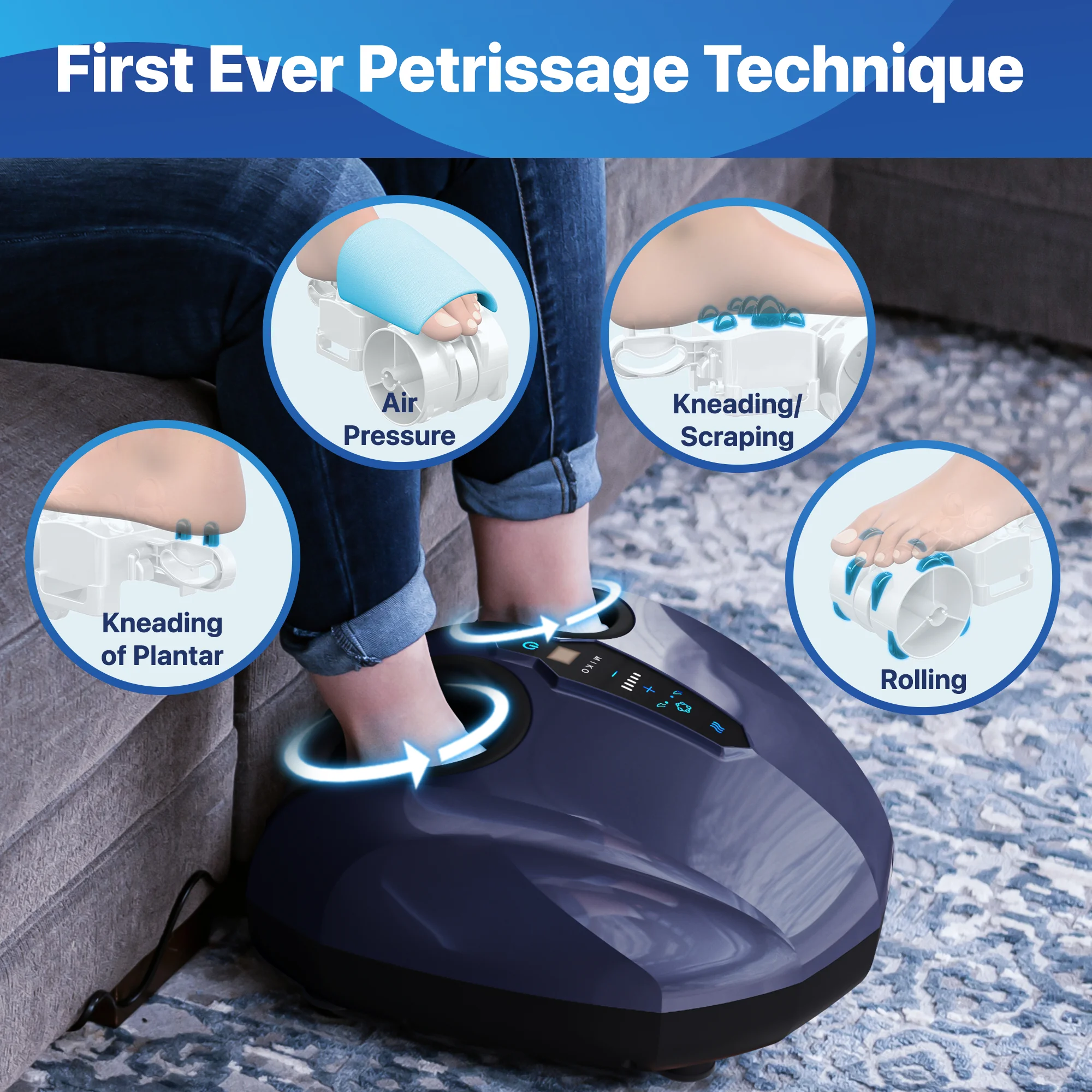 2026 MIKO Shiatsu Foot Massager Machine - Deep Kneading, Shiatsu, Air Compression, and Heat Therapy - Touchscreen - 2 Wireless Remotes