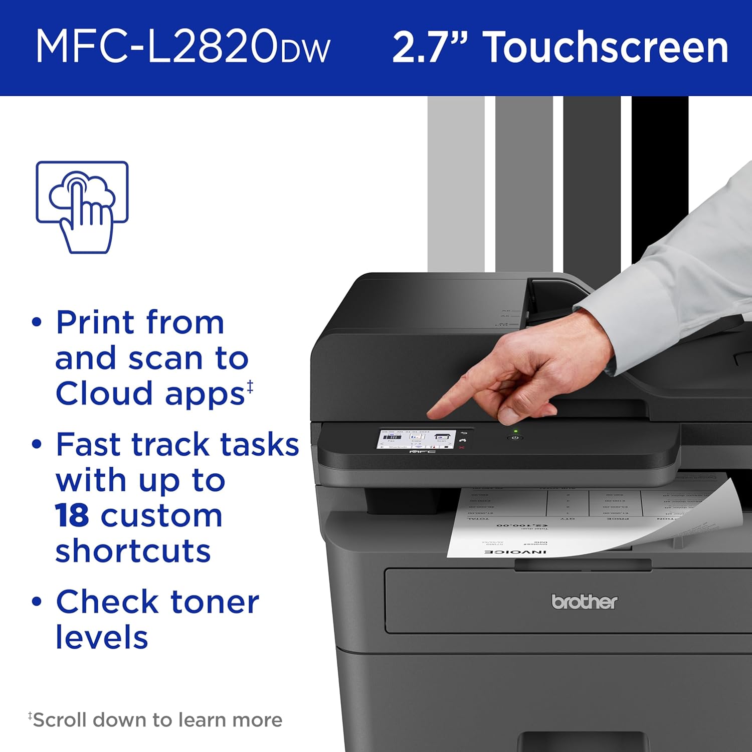 Mfc-L2820Dw Wireless Monochrome All-In-One Printer