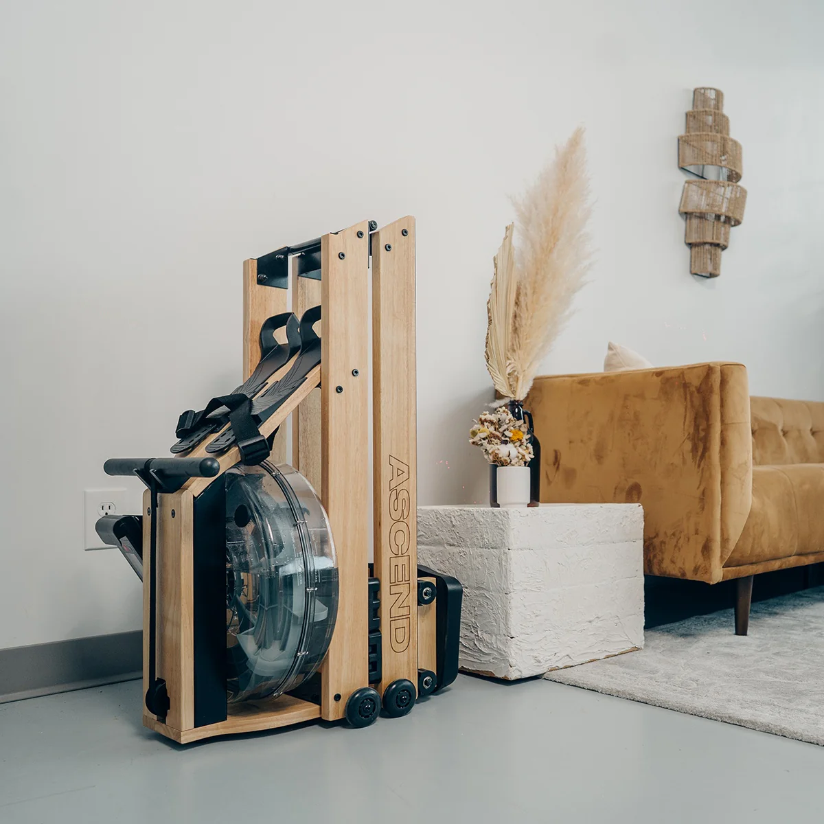 Compact Foldable Wooden Water Rower with Smooth Water Resistance & Built-in Monitor – Ascend R-300