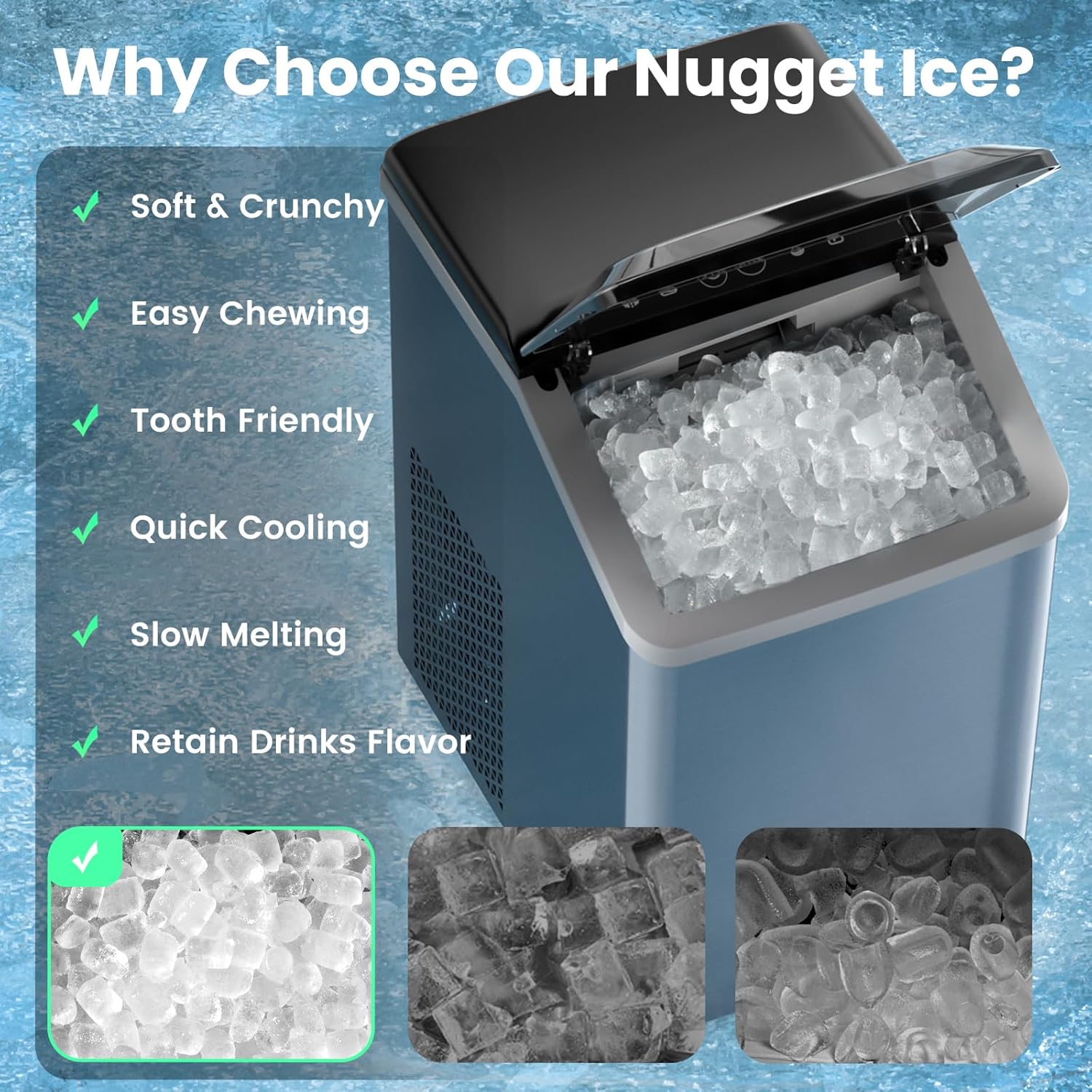 Nugget Ice Maker 40Lbs/24H Soft Chewable Ice