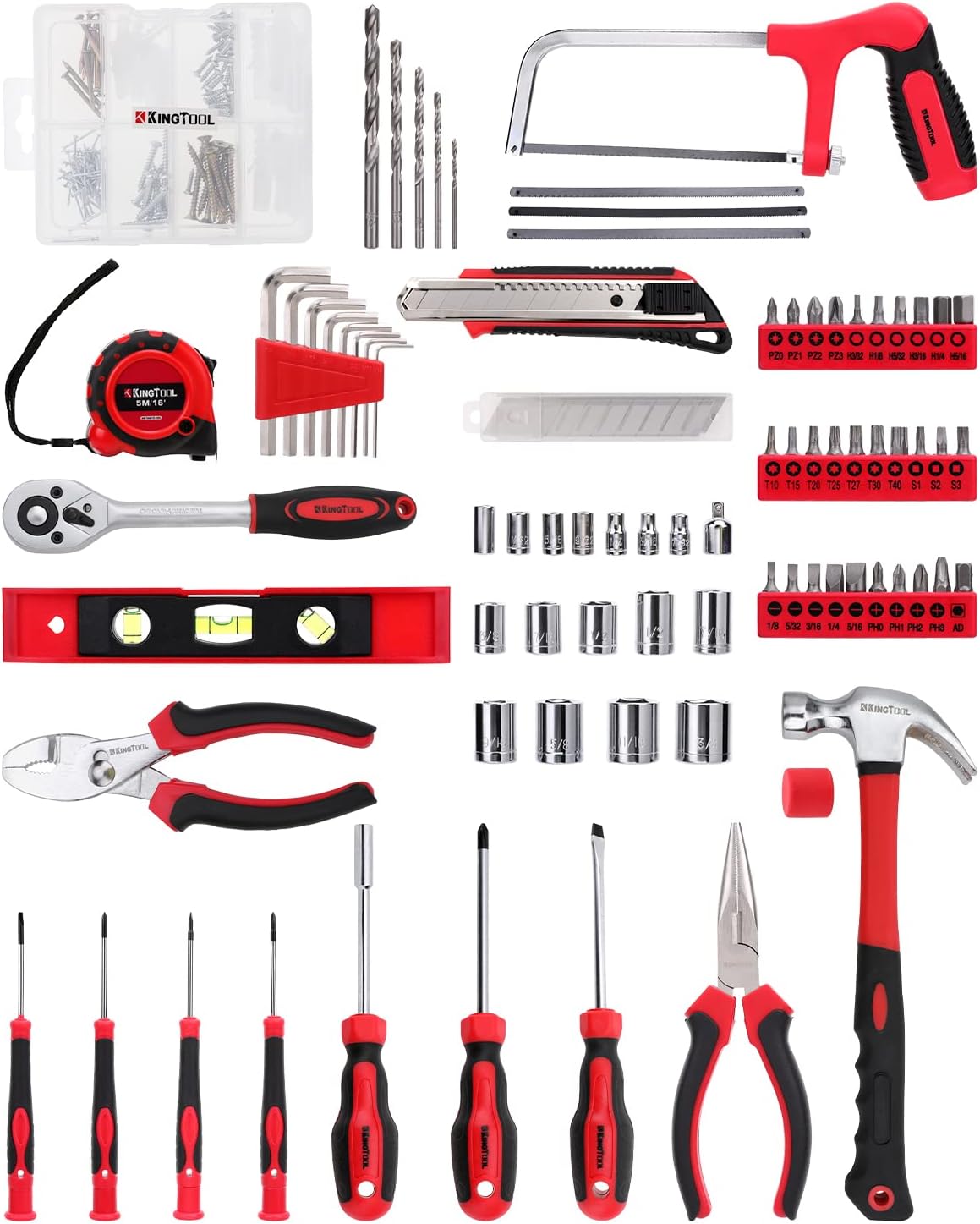 2026 KINGTOOL Home Tool Set Kit - 286 PCS Home Auto Repair Tool Kit with Rolling Tool Box, Mechanic Tool Sets with 21V Max Cordless Power drill, Perfect for Homeowner, Diyer, Handyman