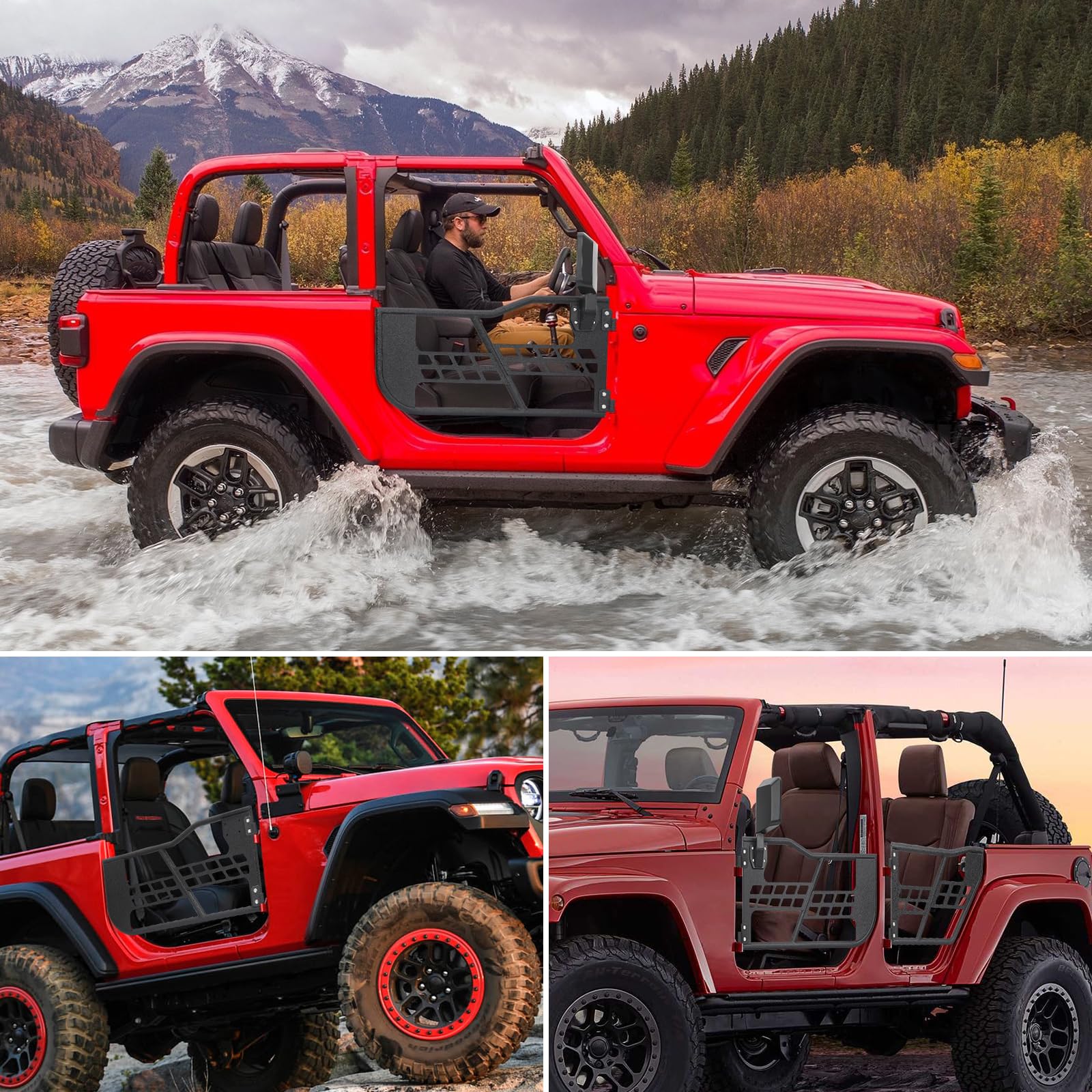 2026 Off Road Safari Tubular Doors Compatible with 2018-2023 Wrangler JL 4 Door – Set of 4 Fat Tube Half Doors for Adventure