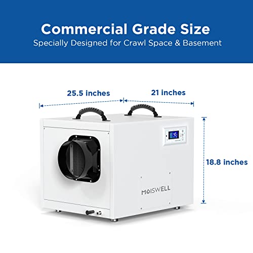 Moiswell 212 Pints Commercial Crawl Space Dehumidifier with Pump and Drain Hose