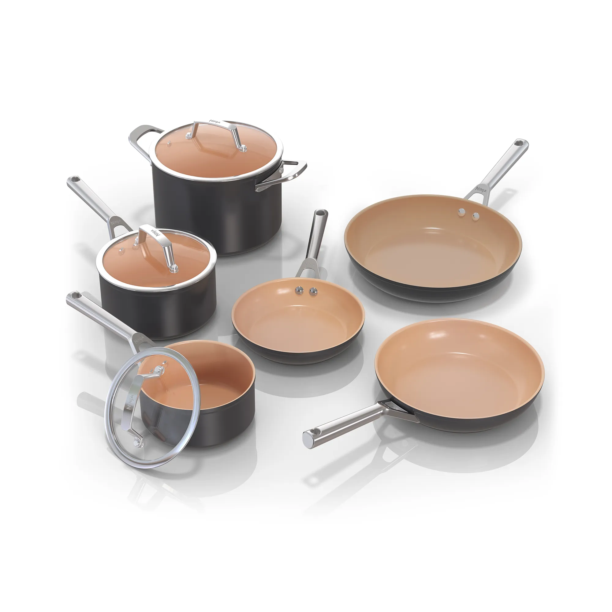 Ninja Extended Life™ Premium Ceramic Cookware with CeramicLock™ Coating – Durable Non-Stick, Oven Safe to 285°C