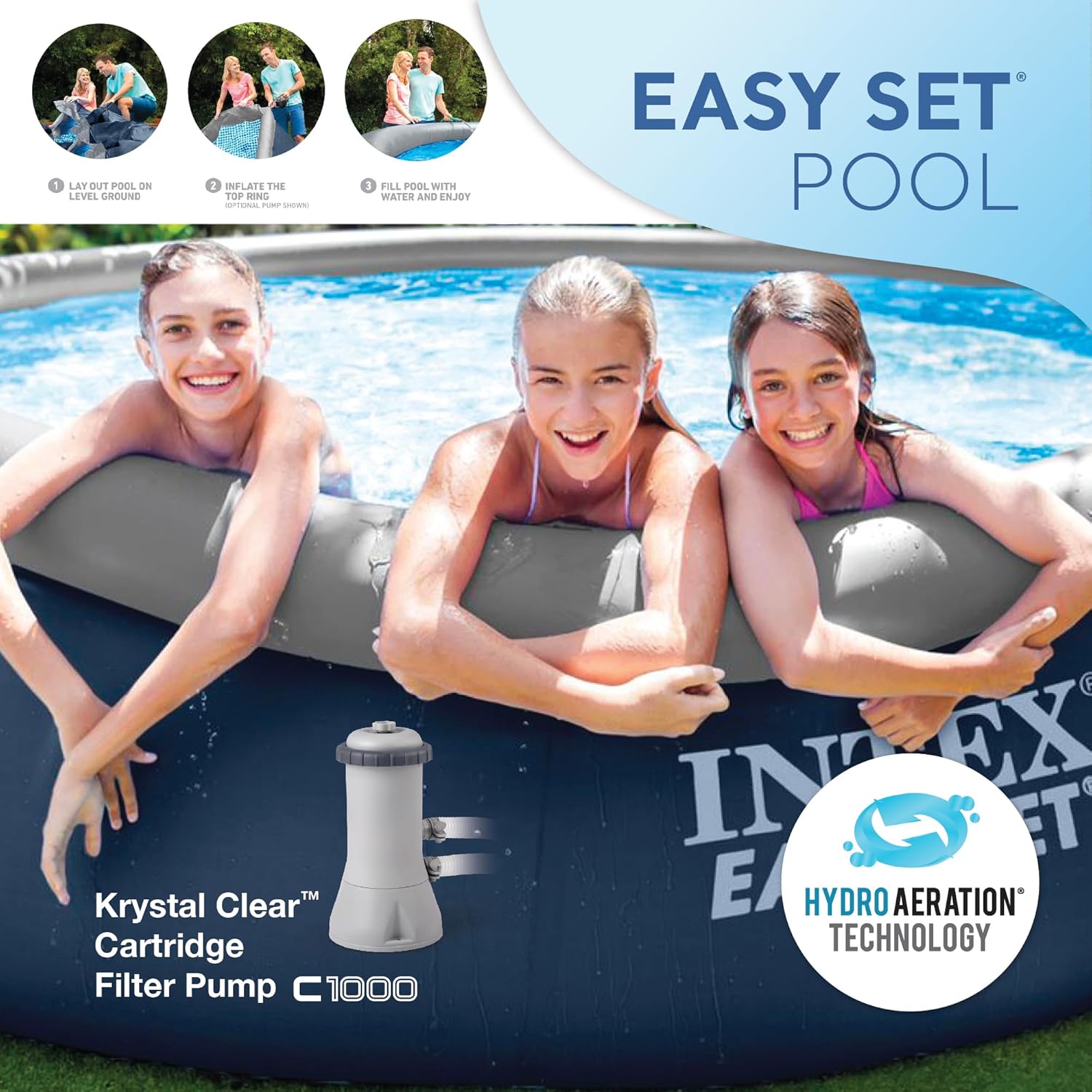 INTEX Inflatable 15ft Above-Ground Swimming Pool Set