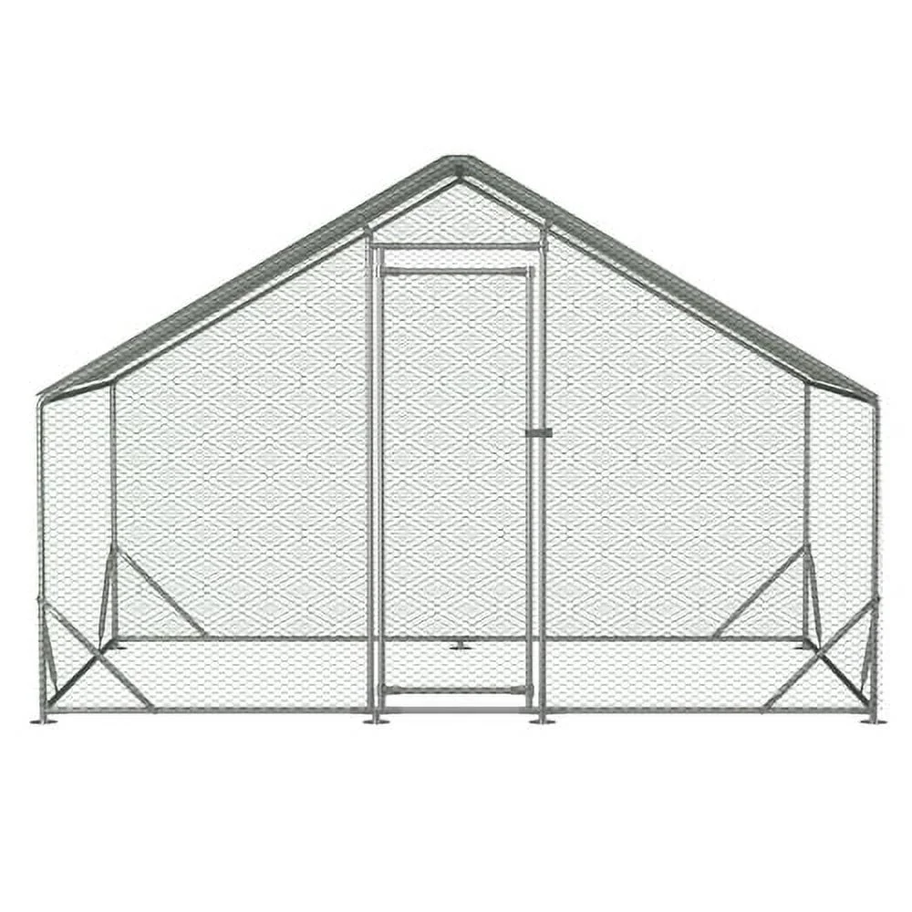 Large Metal Chicken Coop, Walk-in Chicken Run, Galvanized Wire Poultry Chicken Hen Pen Cage, Rabbits Duck Cages with Waterproof and Anti-Ultraviolet Cover for Outside(10' L x 6.6' W x 6.56' H)