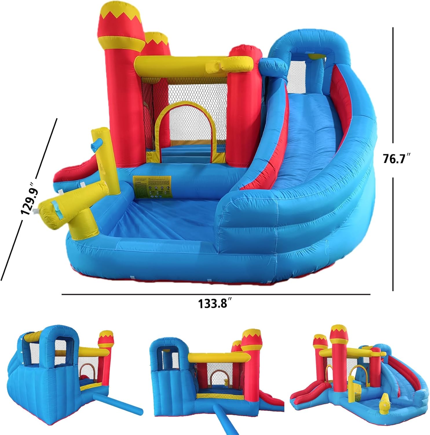 6-in-1 Inflatable Water Slide Bounce House for Kids