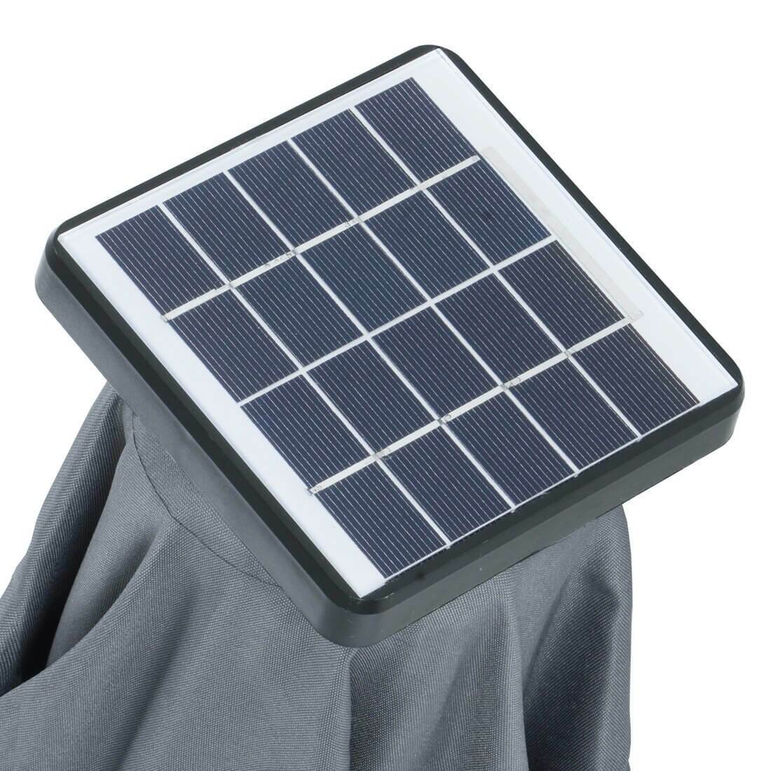 2026 Garden Parasol LED Lights Grey Canopy Patio Umbrella 3m