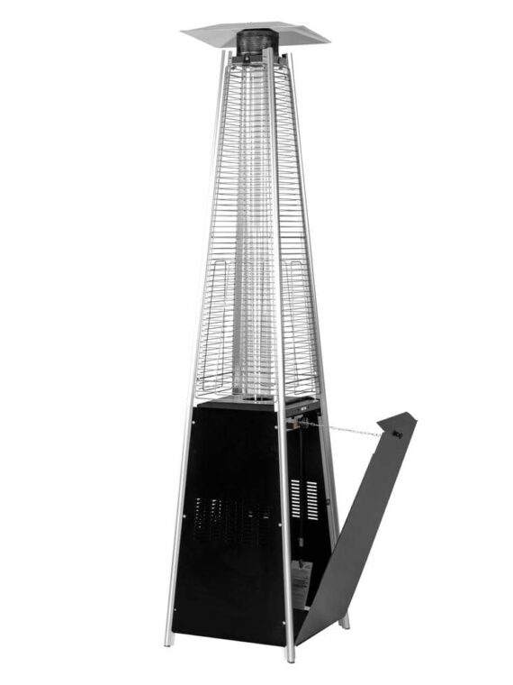 48,000 BTU Black Heat-Focusing Propane Gas Patio Heater with Wheels
