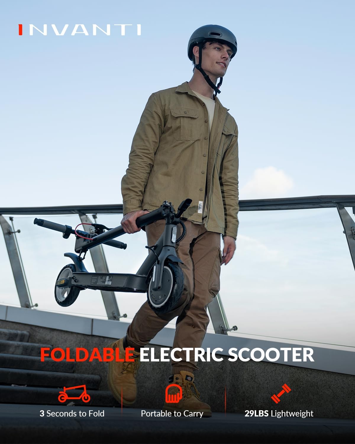E30 Electric Scooter – 19.9 Mi Range, 18 MPH, Foldable