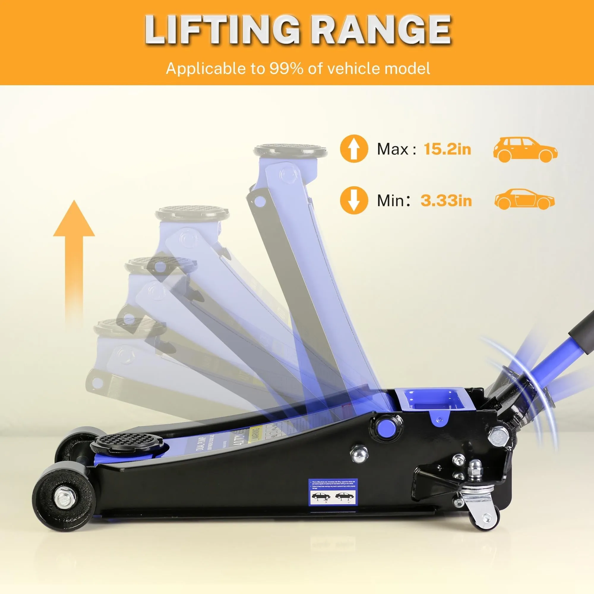 2026 4-Ton Floor Jack, Low Profile Car Jack, Heavy-Duty Trolley Jack Car Lift with Dual Pump Pistons, Lifting Range 4