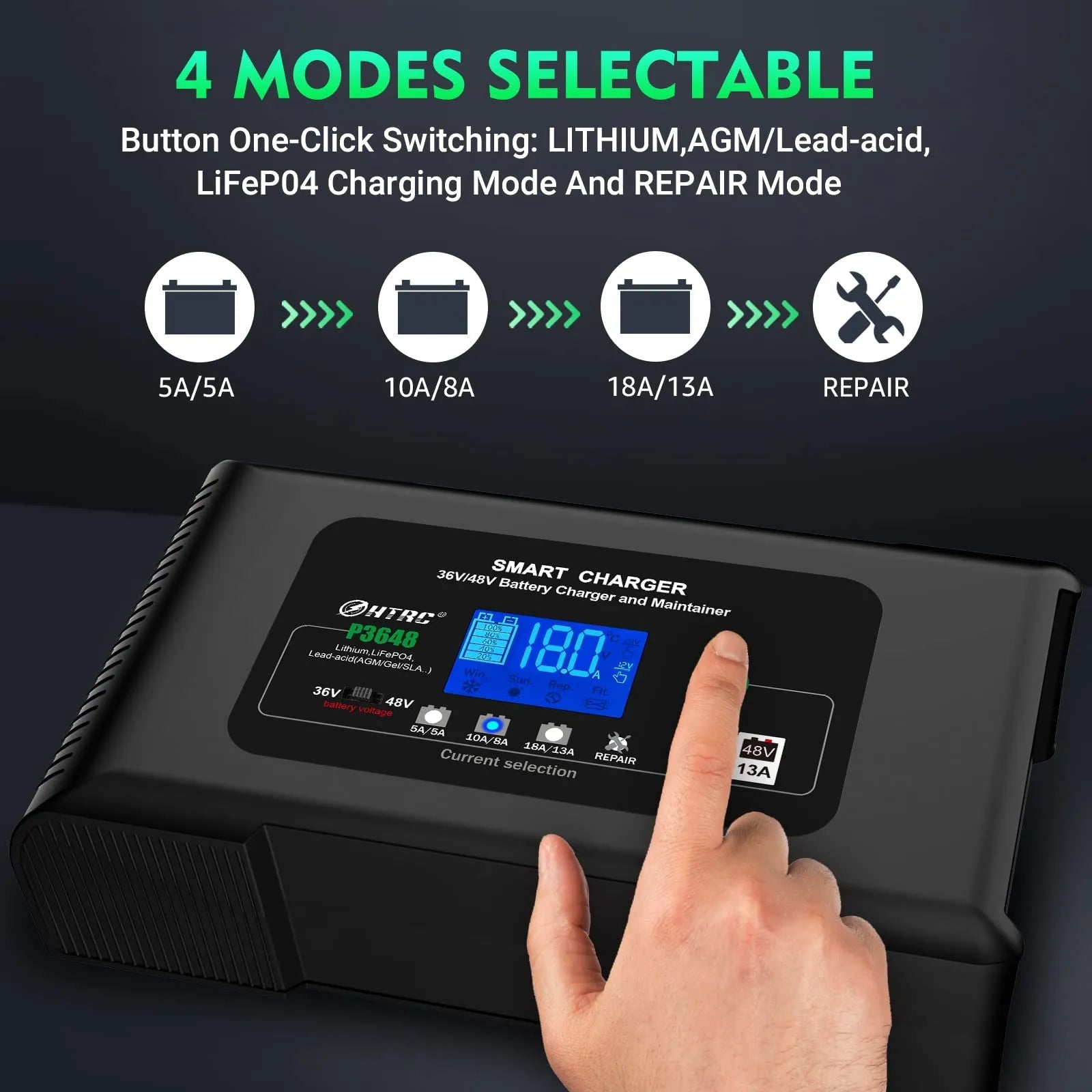 36 Volt Golf cart Charger 18-Amp Smart Charger, Car Battery Charger,Trickle Charger,36V,18-Amp and 48V,13-Amp,Lithium,LiFePO4,Lead-Acid AGM/Gel/SLA.Battery Charger, for EZGO TXT,Car, Boat.