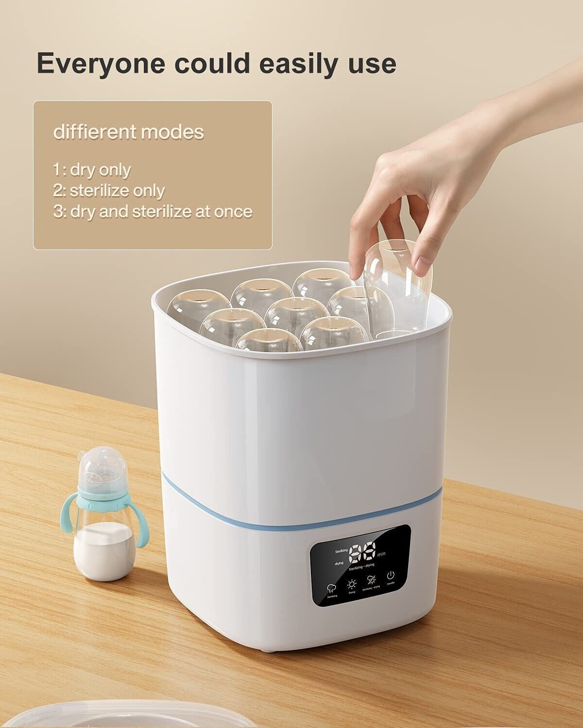 2026 Luxury 3-In-1 Baby Bottle Steam Sterilizer And Dryer With LCD Screen