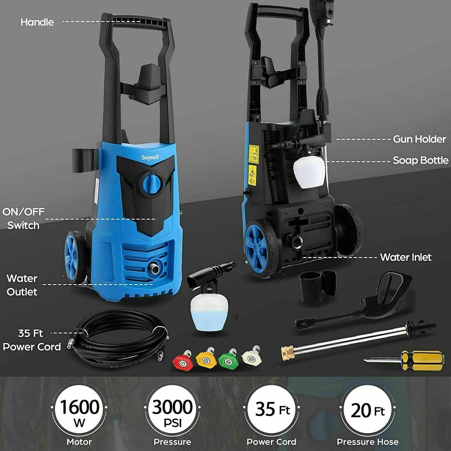 2026 Suyncll Electric Pressure Washer 3000PSI, 2.4GPM High Power Washer Cleaner NEW