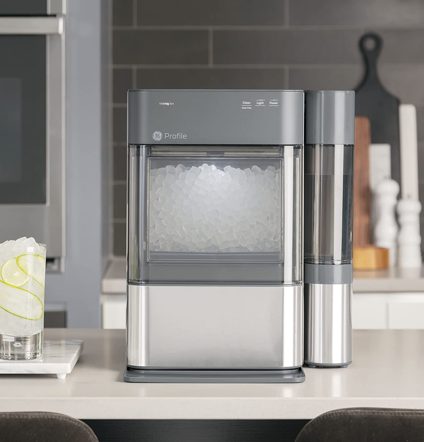 2.0 Countertop Nugget Ice Maker | Ice Machine with WiFi Connectivity | Smart Home Kitchen Essentials | Black Stainless