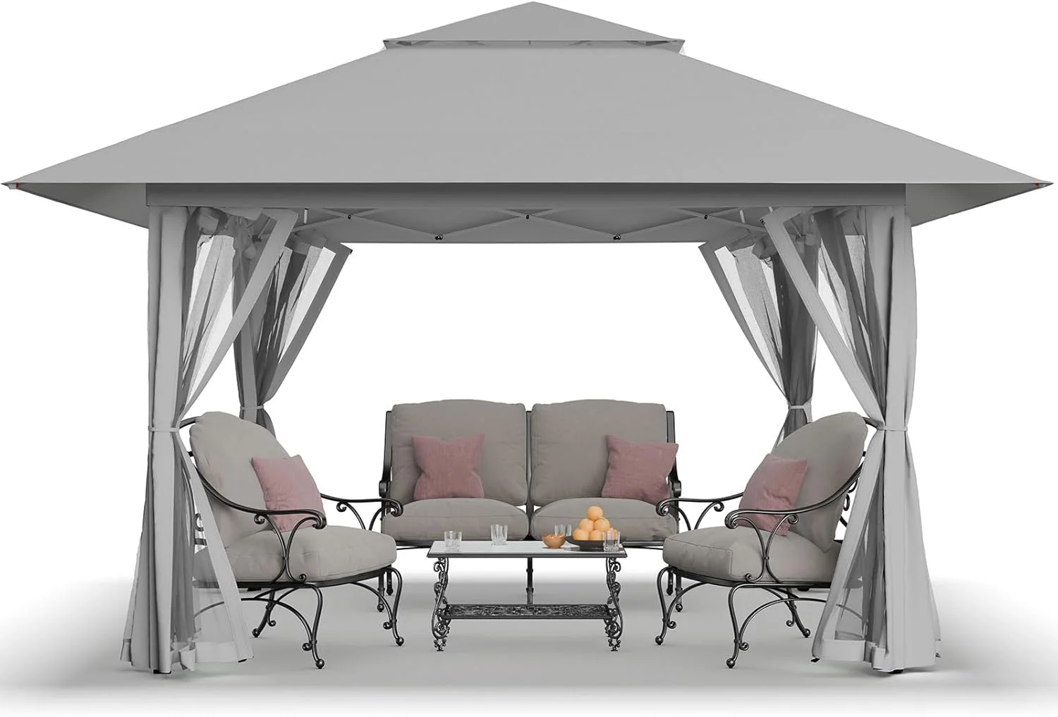 13x13 Pop Up Gazebo, Canopy Tent, Gazebos on Clearance - Outdoor Gazebo for Backyard & Patio Furniture - Carpa Pop Up Tent with Wheeled STO-N-Go Cover Bag (Beige & Coffee)