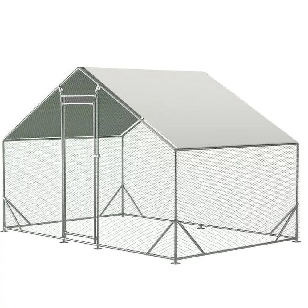 Large Metal Chicken Coop, Walk-in Chicken Run, Galvanized Wire Poultry Chicken Hen Pen Cage, Rabbits Duck Cages with Waterproof and Anti-Ultraviolet Cover for Outside(10' L x 6.6' W x 6.56' H)